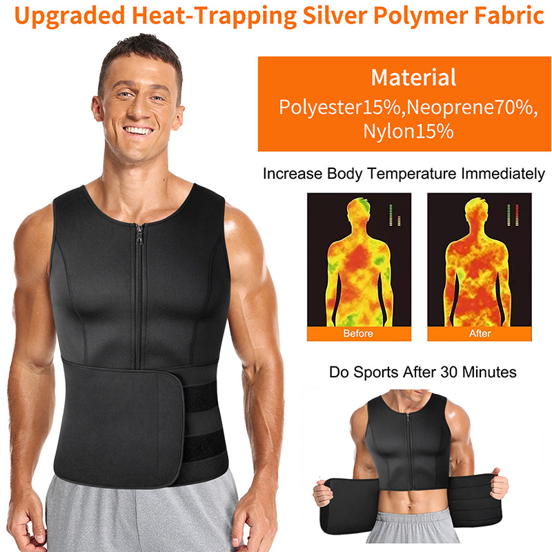 Homens neoprene sauna zíper ci - Body Trimmer avaliação e preço