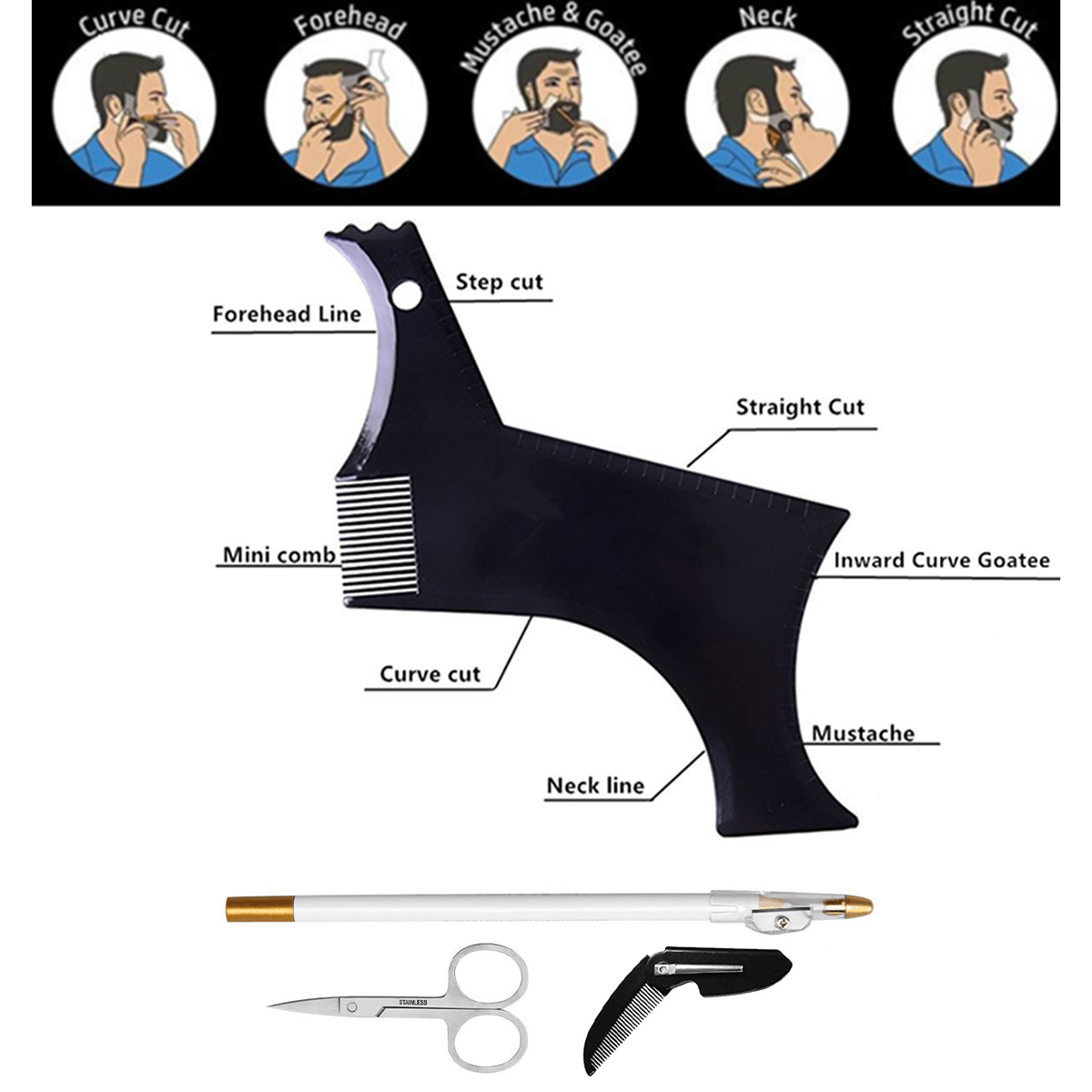 4 pçs conjunto kit de modelage - Beard Trimmer avaliação e preço